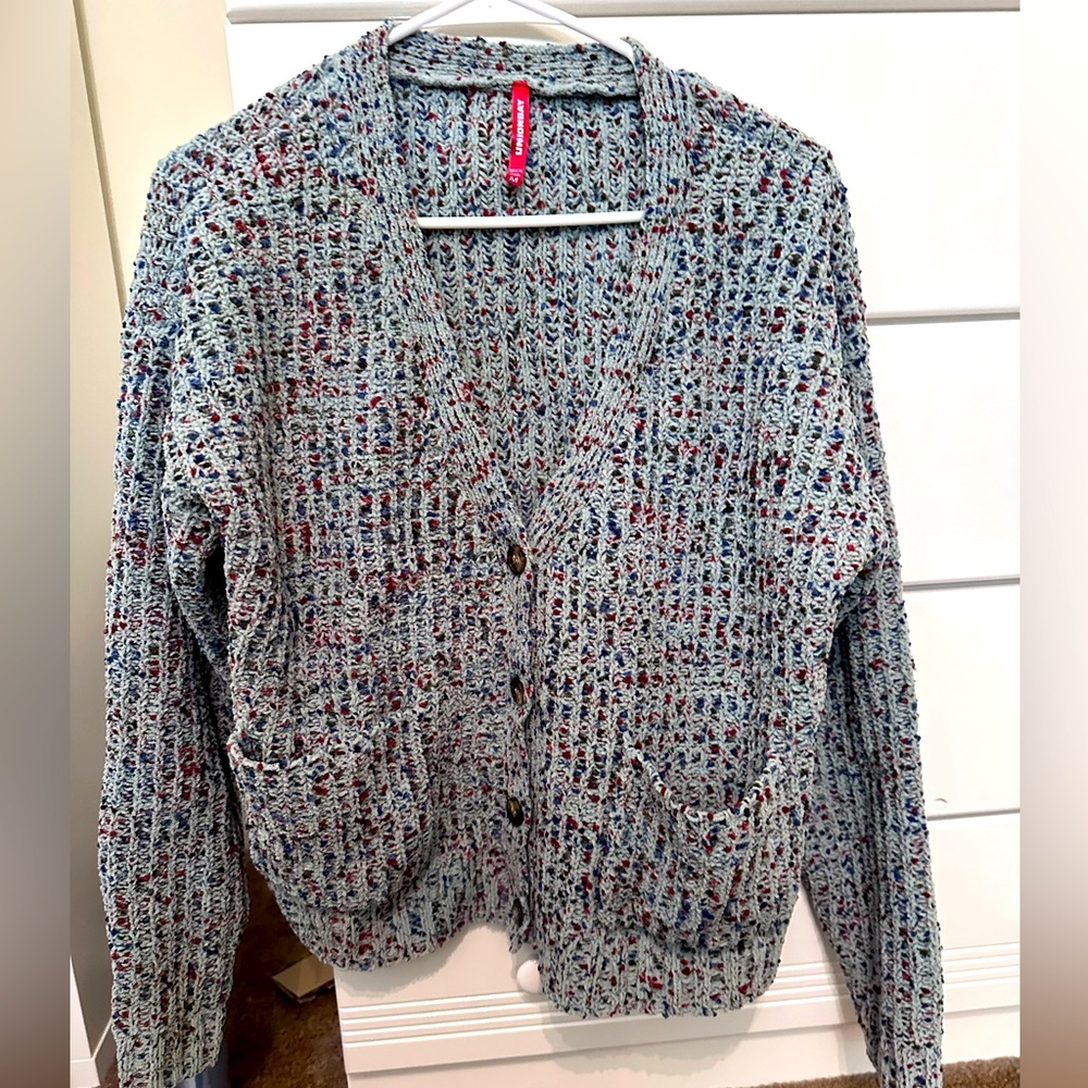 Light Blue Knitted Button Cardigan Sweater